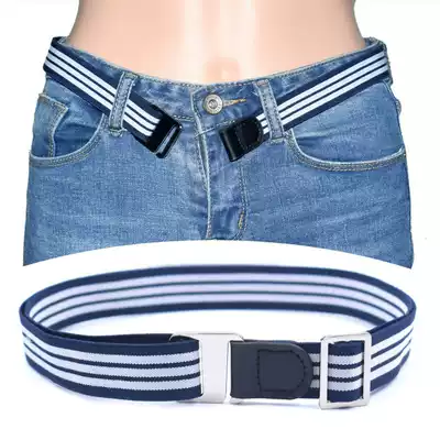Men and women's music buckle belt elastic belt lazy lazy adjustable belt narrow jeans Joker belt invisible belt
