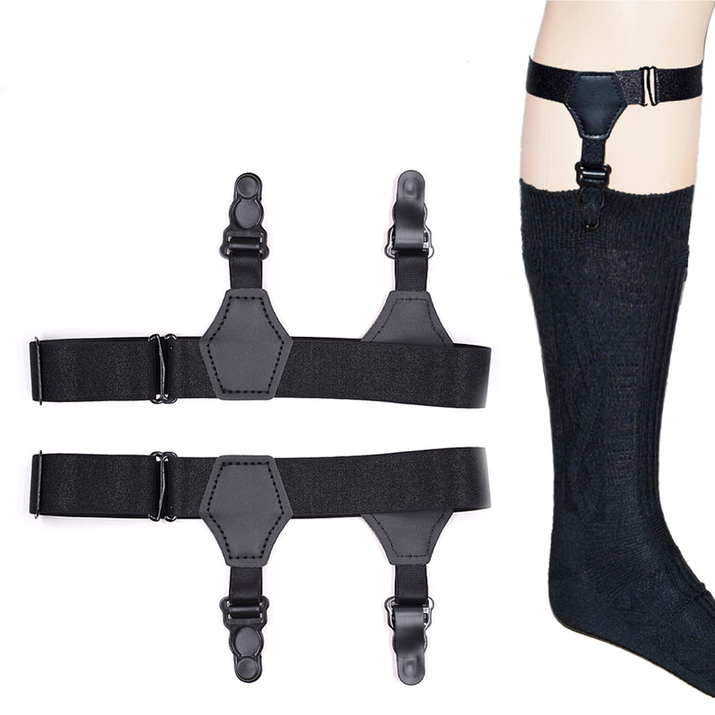 Men's and Women's Garter Belts, Fashionable Double-Button Gourd Buckle Stockings, Non-Slip Sock Clips, Adjustable Short Sock Fixing Clips