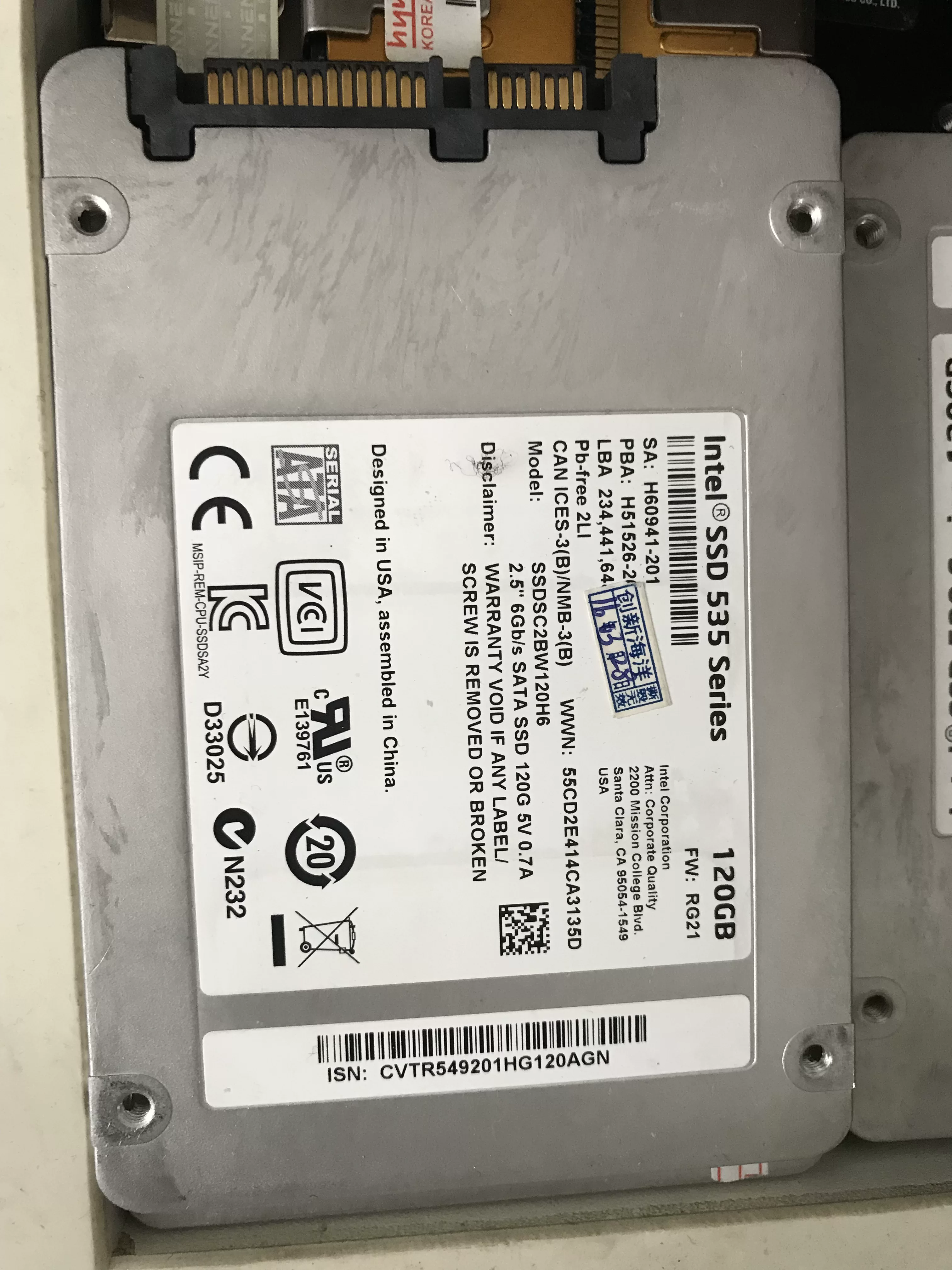 Intel/ 530 120G ноутбучный твердотельный диск оригинальная гарантия подержанная твердотельная