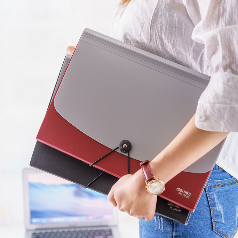 Deli folder multi-layer office multi-card package bill storage box A4 examination paper folder file bag office student classification multi-layer finishing bag bag folder transaction bag business large capacity bag