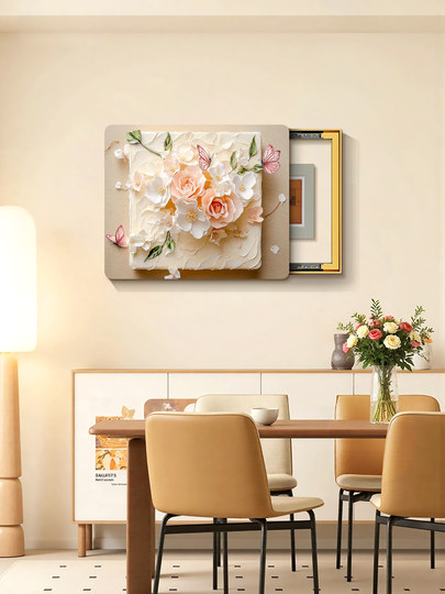 Caja de medidor minimalista moderna pintura decorativa 2025 nueva caja de distribución de interruptor de bloqueo de flores pintura colgante mural sin perforaciones