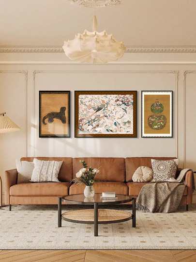 Living room decorative painting, modern minimalist sofa background wall hanging painting, light luxury mural, atmospheric wall painting, high-end triptych