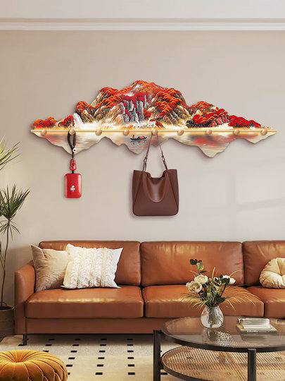 Thousands of Miles of Rivers and Mountains Clothes Hooks No Punching Fixed Wall Hanging New Chinese Style Wall Clothes Hangers Clothes Hooks Entrance