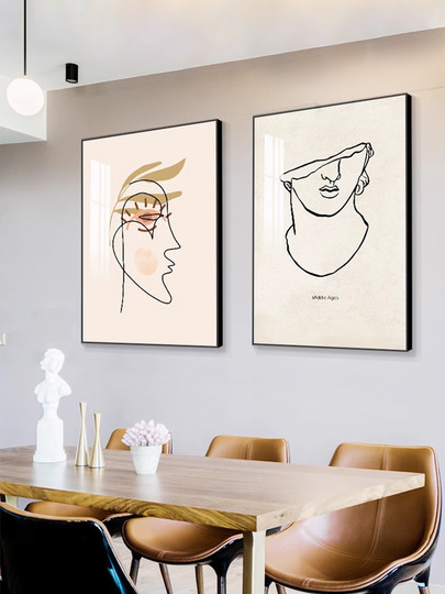 Restaurant decorative painting modern simple light luxury living room dining table wall mural high-end Nordic bedroom bedside hanging painting