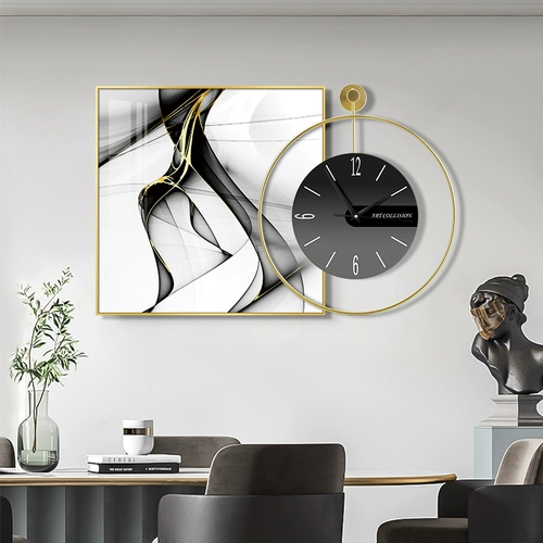 Декоративная роспись для ресторана, современные минималистские часы, абстрактные настенные украшения для обеденного стола, подвесная живопись, комбинированная живопись, легкая роскошная настенная живопись высокого класса