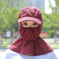 Hat female summer cotton linen sun hat cover face protection neck sun hat cycling work tea picking sun hat
