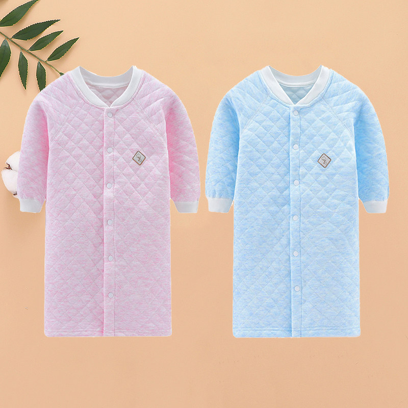 Baby nightgown Spring and autumn and winter cotton male baby pajamas Female newborn clothes Children's night dress Children's long bathrobe