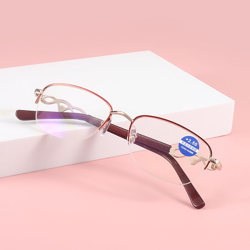 Anti-blue light radiant old flower glasses female fashion ultra light half frame elegant high-definition comfort old flower glasses old light old mirror
