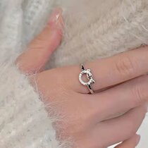 925 little tiger ring female niche design simple natal year silver full diamond tiger head opening index finger ring ins