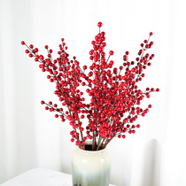 High simulation winter green Christmas fruit high simulation phase Sbean manufacturer to supply wedding celebration artificial flower berries with fruit and red fruits
