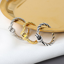 Korean version of S925 silver knot ring female cold wind vintage old twist twisted knot open ring