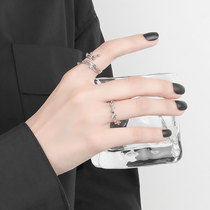 Japanese and Korean version of INS new niche design Gold ring simple flow texture silver-plated opening niche ring female