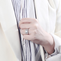 European and American double row vertical drill mens diamond ring zircon opening mens ring Korean simple domineering wedding ring