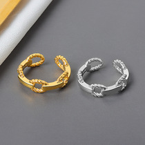 925 sterling silver multi-layer chain ring female ins tide fashion twist personality niche design open food finger ring simple