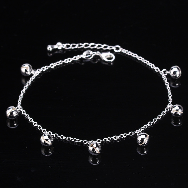 S925 sterling silver vòng chân Hàn Quốc thời trang chuông đơn giản vòng chân nữ trang sức bạc năm nay sợi dây màu đỏ vòng chân