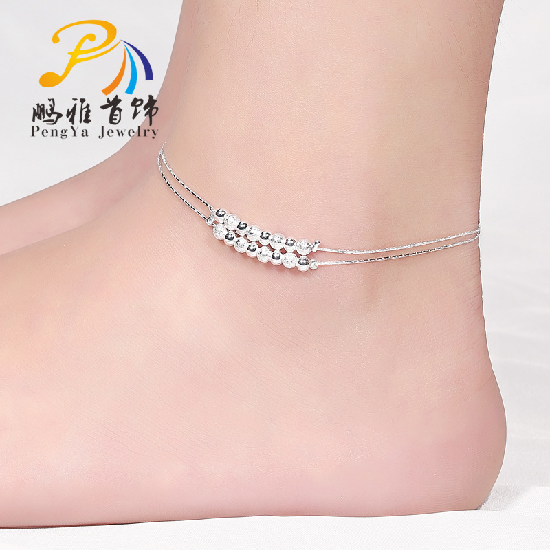 S925 sterling silver vòng chân Hàn Quốc thời trang chuông đơn giản vòng chân nữ trang sức bạc năm nay sợi dây màu đỏ vòng chân