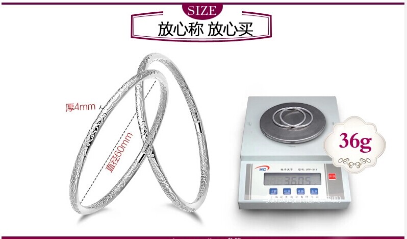 Vòng tay bạc nữ đơn giản chạm khắc đơn giản nam nữ rắn vòng tay trang sức bạc quà tặng vòng tay may mắn