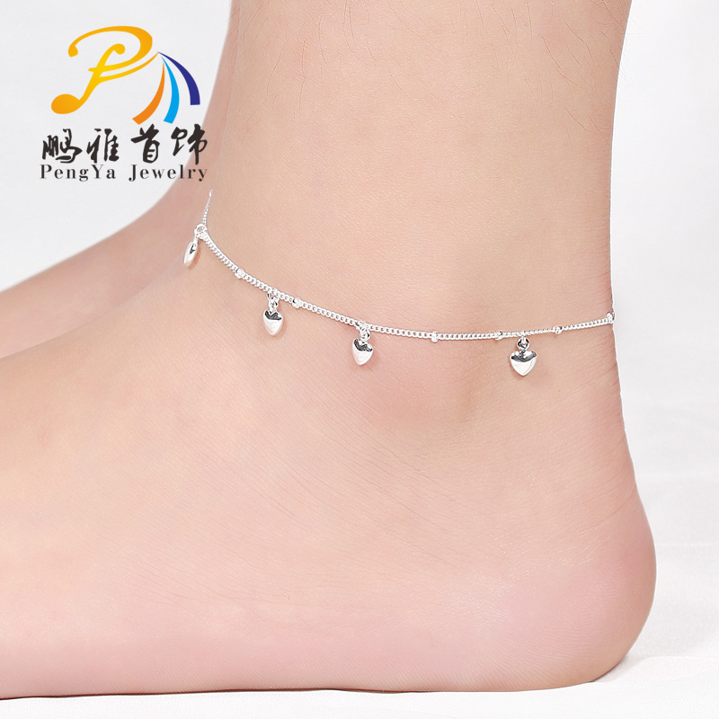 S925 sterling silver vòng chân Hàn Quốc thời trang chuông đơn giản vòng chân nữ trang sức bạc năm nay sợi dây màu đỏ vòng chân