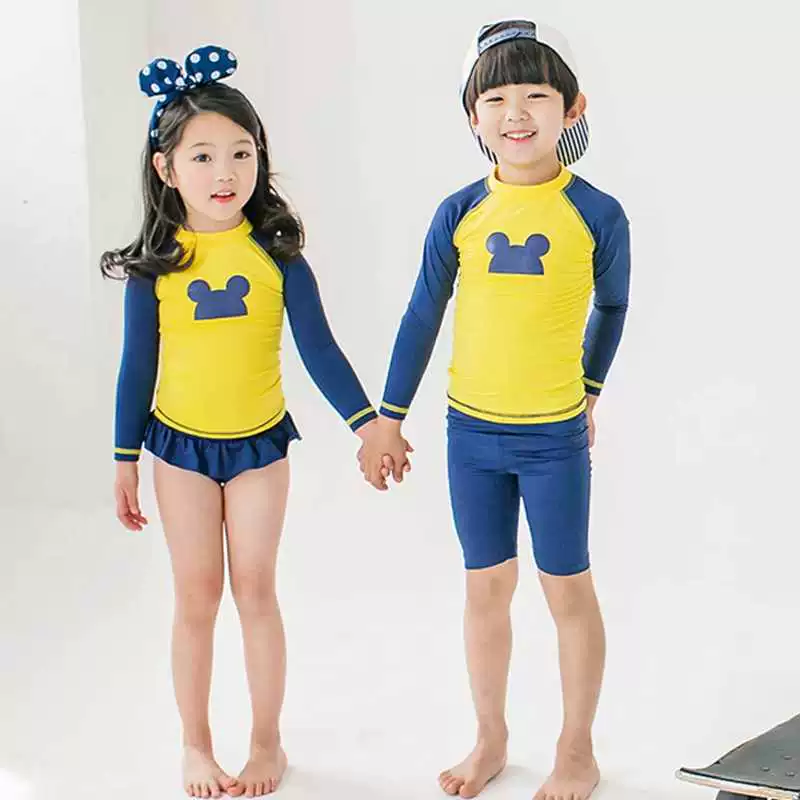 Đồ bơi trẻ em Hàn Quốc cho bé gái bé gái Kem chống nắng cho bé Đồ bơi dài tay chia đôi Đồ bơi bé trai 2-3-4-5 tuổi - Bộ đồ bơi của Kid