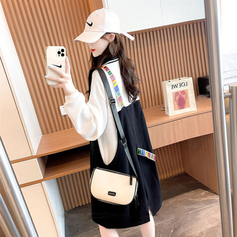 Pregnant women's autumn clothing Fashion Foreign Pie's Two Weater Loose Medium Long Version 2021 Jacket New Long Sleeves