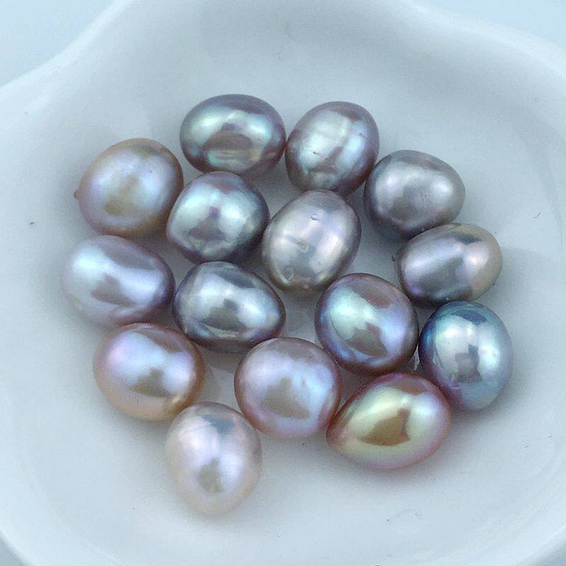 Hole-free natural 9-10 freshwater pearl Baroque diy loose bead half-hole accessories