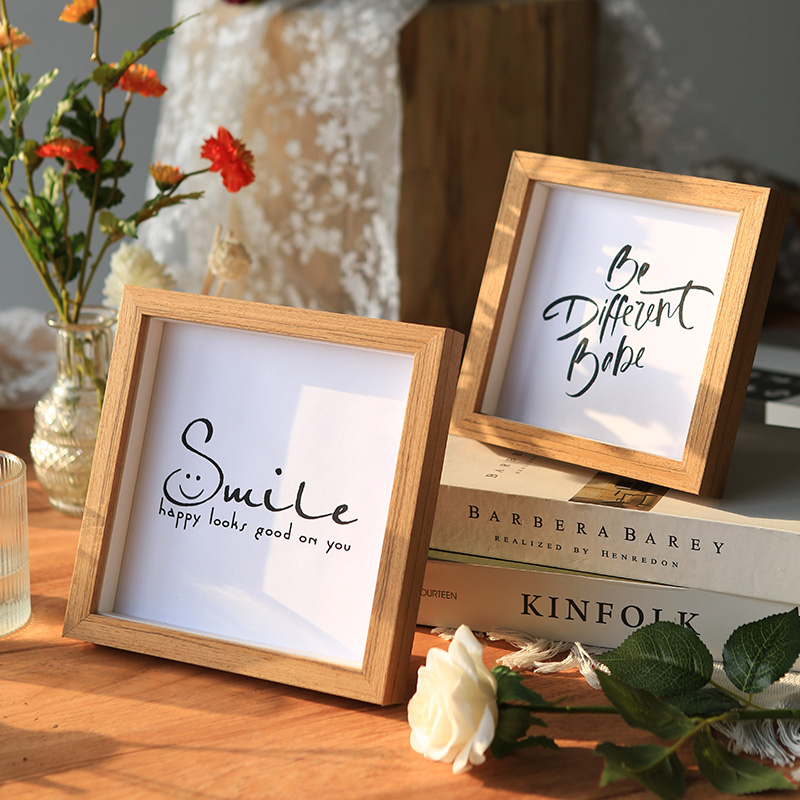 Dry flower specimen photoframe solid wood hollow stereo frame mounted wall square 6 inch 7 oil rod small plate a4 wood