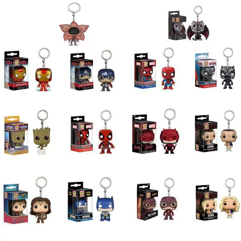 Funko Pop Keychain Iron Man Spider-Man Black Panther Captain America Toy Pendant Merchandise