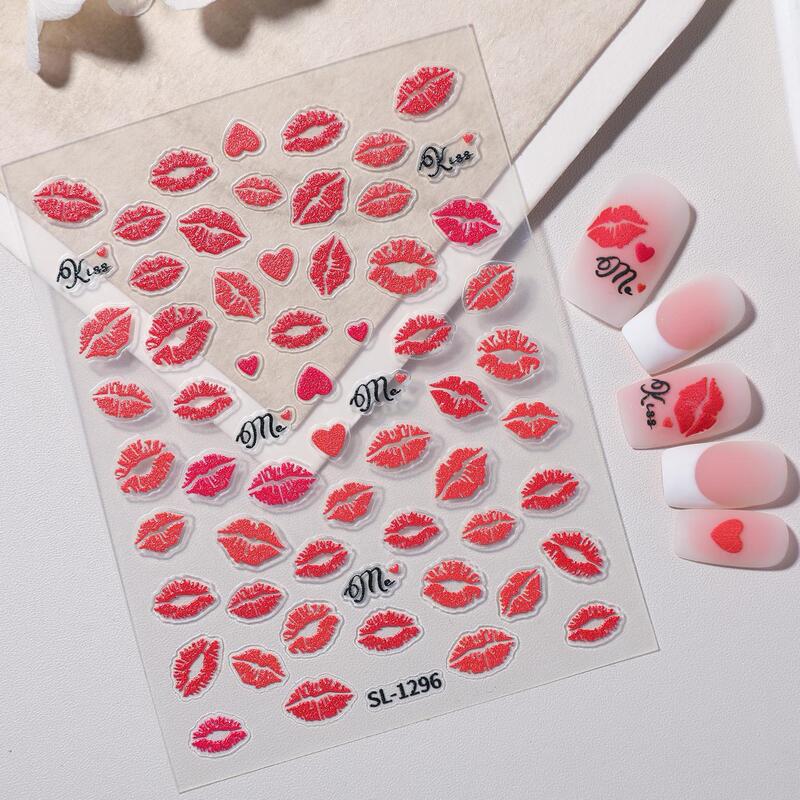 Red Lip Nail Stickers 5D Embossed Stereo Valentine's Day Red Heart DIY Nail Decoration Face Stickers Lipstick Pattern Red Lip Nail Stickers 5D Embossed Stereo Valentine's Day Red Heart DIY Nail Decoration Face Stickers Lipstick Pattern