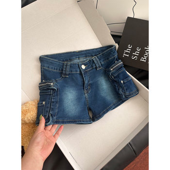 American Retro Denim Shorts for Women, New High Street Vibe, Sexy Design, Slim Fit, Low-Waisted A-Line Hot Pants