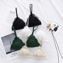 bralette French lingerie women lace sexy bra no steel ring does not bump girl small chest triangle cup bra
