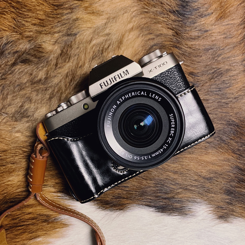 Fuji XT100 XA3 X100F 100V X70 XH1 GFX50S R Micro single-eye camera camera bag half leather case XT1