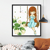 Cross stitch 2021 New thread embroidery watch own embroidery living room bedroom hand wall clock small simple embroidery small pieces