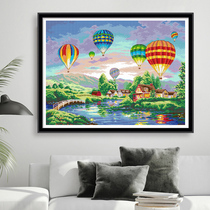 Hot air balloon tour spring cross stitch 2021 New thread embroidery European aesthetic landscape painting full embroidery hand embroidery