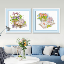 Coffee and book cross stitch 2021 New thread embroidery hand embroidered small pieces living room home bedroom simple modern