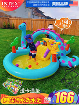 INTEX Baby Boy Swimming Pool With Slide Ladder Inflatable Play Pool Home Thickened Marine Ball Baby Crawl Water Spray