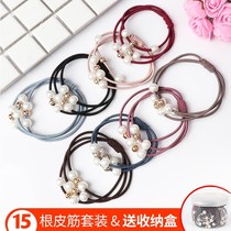 Rubber band horsetail head rope South Korea Xiaoqing New pearl hair ring ladies adult 100 lap headwear Hair Rope Leather Sleeve