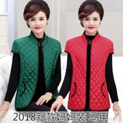 Phụ nữ trung niên mùa thu đông mặc vest cũ áo vest ngắn tay vest mẹ với áo vest cotton