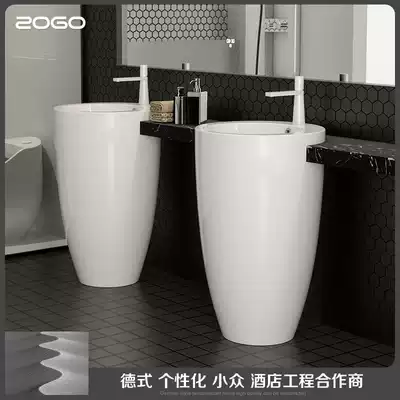 Zhige balcony integrated column basin Ceramic washbasin Column basin Round washbasin Floor-standing washbasin