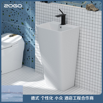 Zhige Ceramic column basin balcony column washbasin home floor-standing integrated sink basin outdoor courtyard