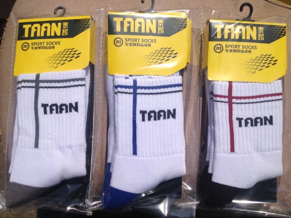 TAAN men's color professional sports badminton socks towel thick bottom five pairs