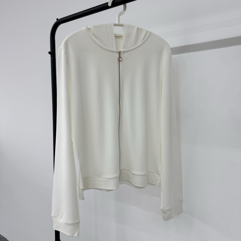 Minimalist Style｜Women's Mulberry Silk Hooded Jacket, Twisted Silk Zipper Cardigan, Loose Fit, Slimming Sun Protection Clothing
