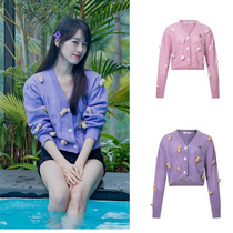 Jin Chen with 13demarzo bear mohair knitted cardigan sweater short coat women autumn and winter New Products