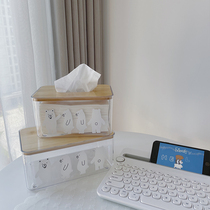 ins minimalist cartoon polar bear home midnumber paper towels box living room containing finishing table top transparent crammy