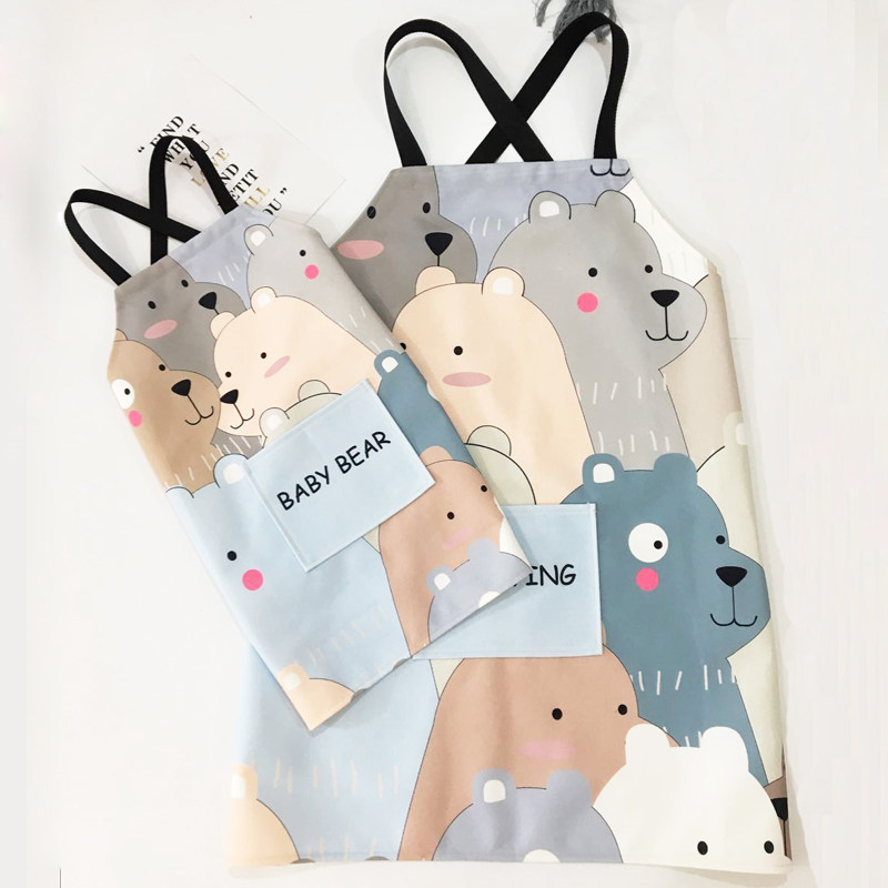 Nordic home kitchen apron anti-fouling fashion Japanese men and women parent-child children painting art apron custom logo