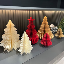 Christmas shop scenery desktop Christmas tree decoration ornaments foldable origami storage household small ornaments atmosphere