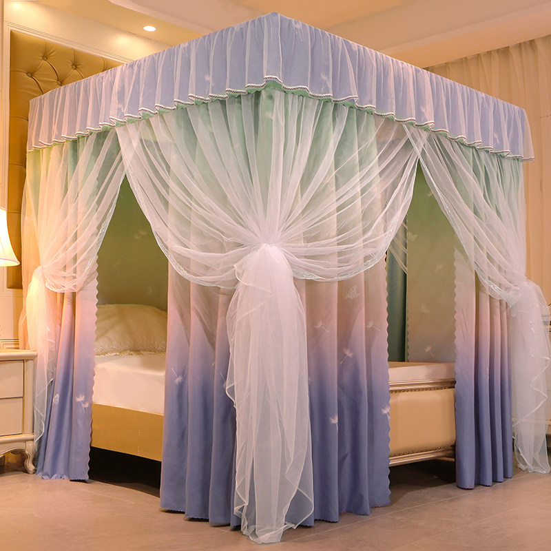 Bed curtain princess dustproof home bedroom rental room blackout bed curtain mosquito net one-piece fully enclosed girl hanging cloth curtain