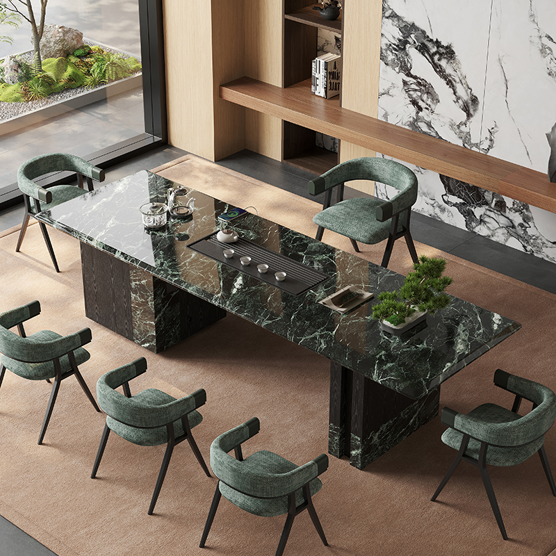 Luxury Stone Tea Table and Chair Set, Rectangular, High-End Office Rock Slab, Simple Modern Tea Table, Smart Integrated Tea Brewing Station Luxury Stone Tea Table and Chair Set, Rectangular, High-End Office Rock Slab, Simple Modern Tea Table, Smart Integrated Tea Brewing Station