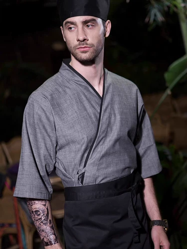 厨之傲 Японский кимоно шеф -повара рабочая одежда половина -пешевая суши -ресторан корейский кулинарный ресторан шеф -повар кухонный рукав