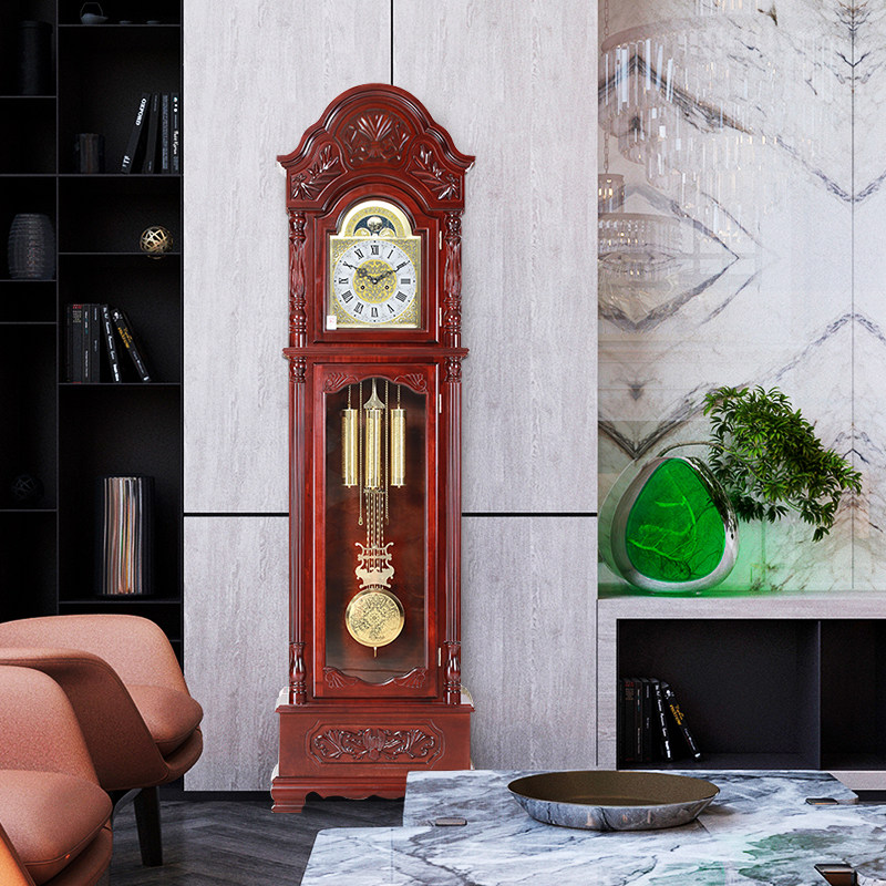 Polaris floor clock High-grade solid wood Chinese fashion simple modern living room standing clock mechanical clock decorative grandfather clock