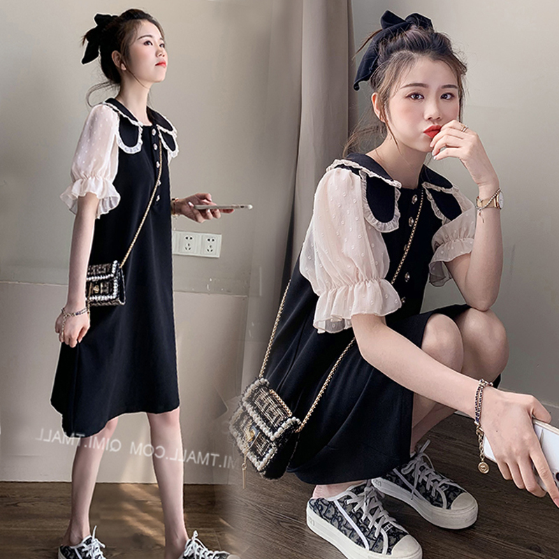 Pregnant Woman Summer Dress Foreign Dress Short Sleeve Blouse 2022 New Summer Slim Fit Net Red Suit Large Size Summer Dress